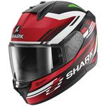 Мото Каска D-Skwal 3 Firstlap Mat Black Green Red,вградени очила