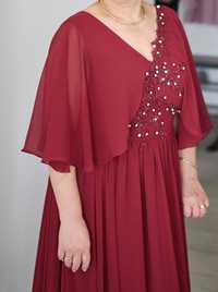 Rochie soacra/ ocazie/ nunta/ botez eleganta rosie bordo lunga voal