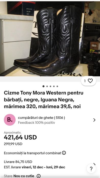 Cizme cowboy Tony Mora, ciocate Western, boots moto piele naturală 42