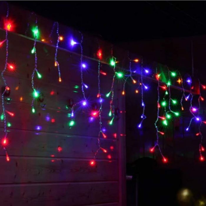 Коледна украса LED ресни 12 метра – водоустойчива инсталация с 8 режим