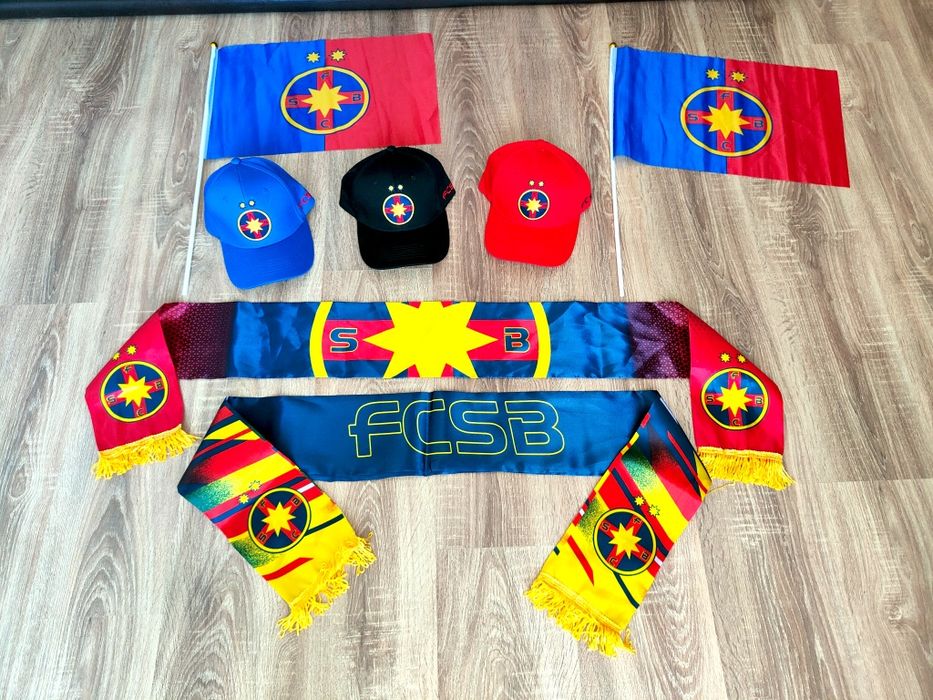 Eșarfă FCSB + Șapcă FCSB + Steag / Set 3 piese