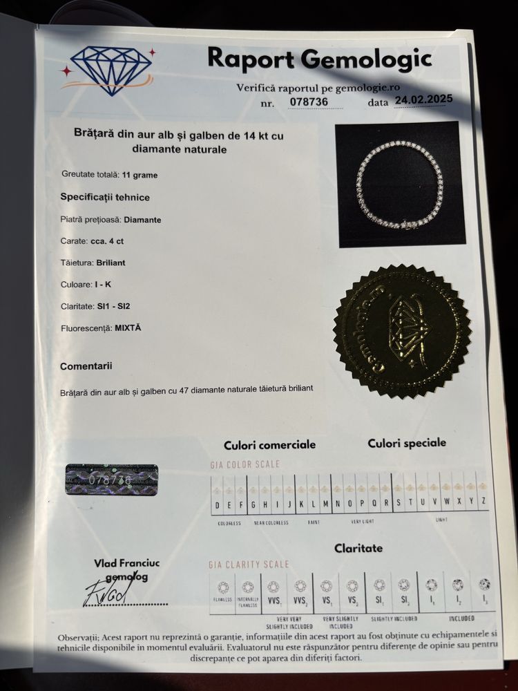 Bratara Tenis MARE cu Aur si 4K Diamante 22cm