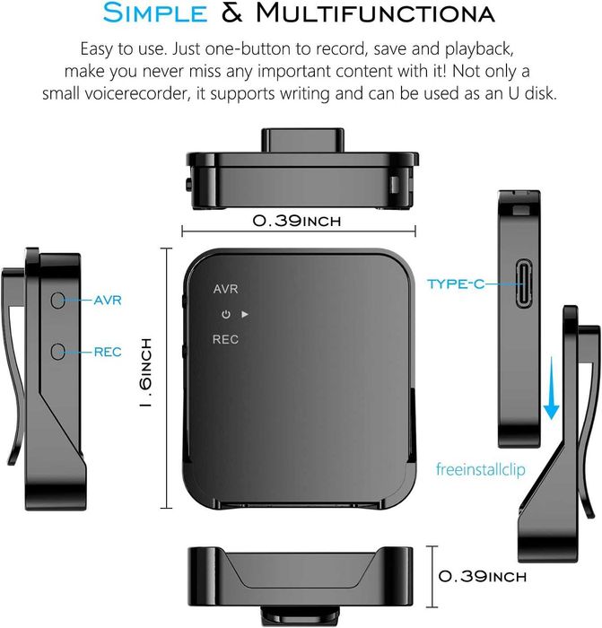 Цифров гласов рекордер, 100 GB флаш памет тип C със запис на глас