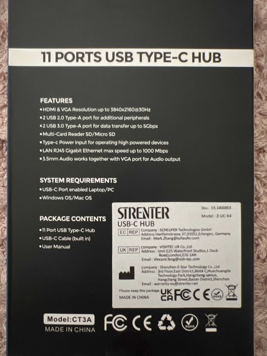 USB-C Hub Docking Station 11 ports/12 in 1 NOU SIGILAT
