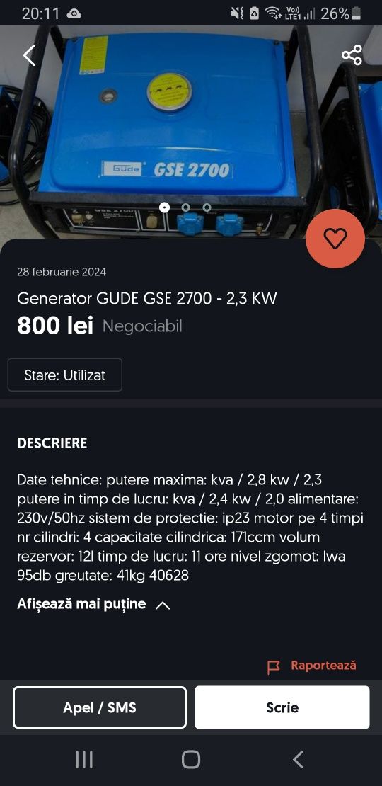 De vânzare Generator  Gude GSE 2700