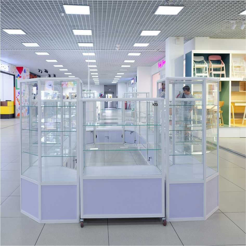 Прилавок витрина стеклянная из профиля, оборудование для магазина