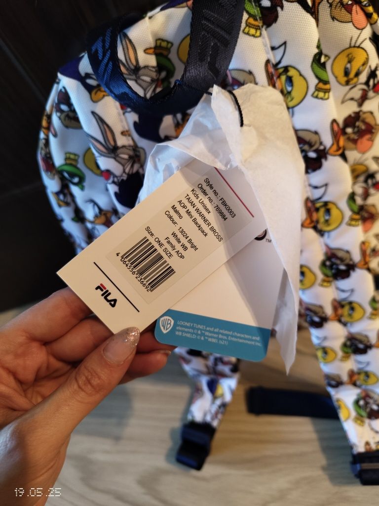 Fila, Раница с щампа Taian Warner Bros, Бял, Жълт, Индиго