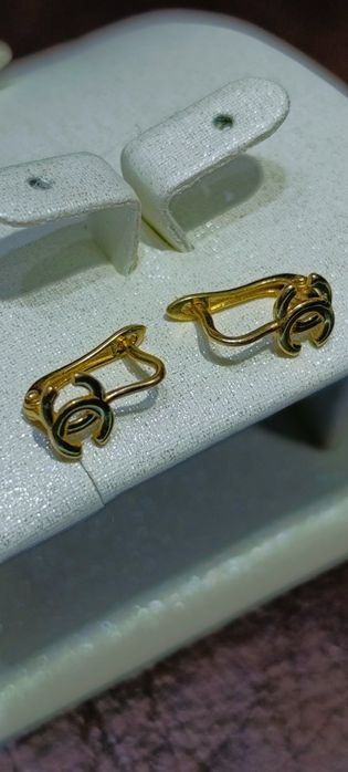 Детские золотые серьги Chanel , Проба 585, вес 1,14 гр