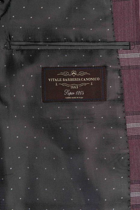 Sacou blazer slim 52 XL premium Bigotti NOU lana 100% carouri grena