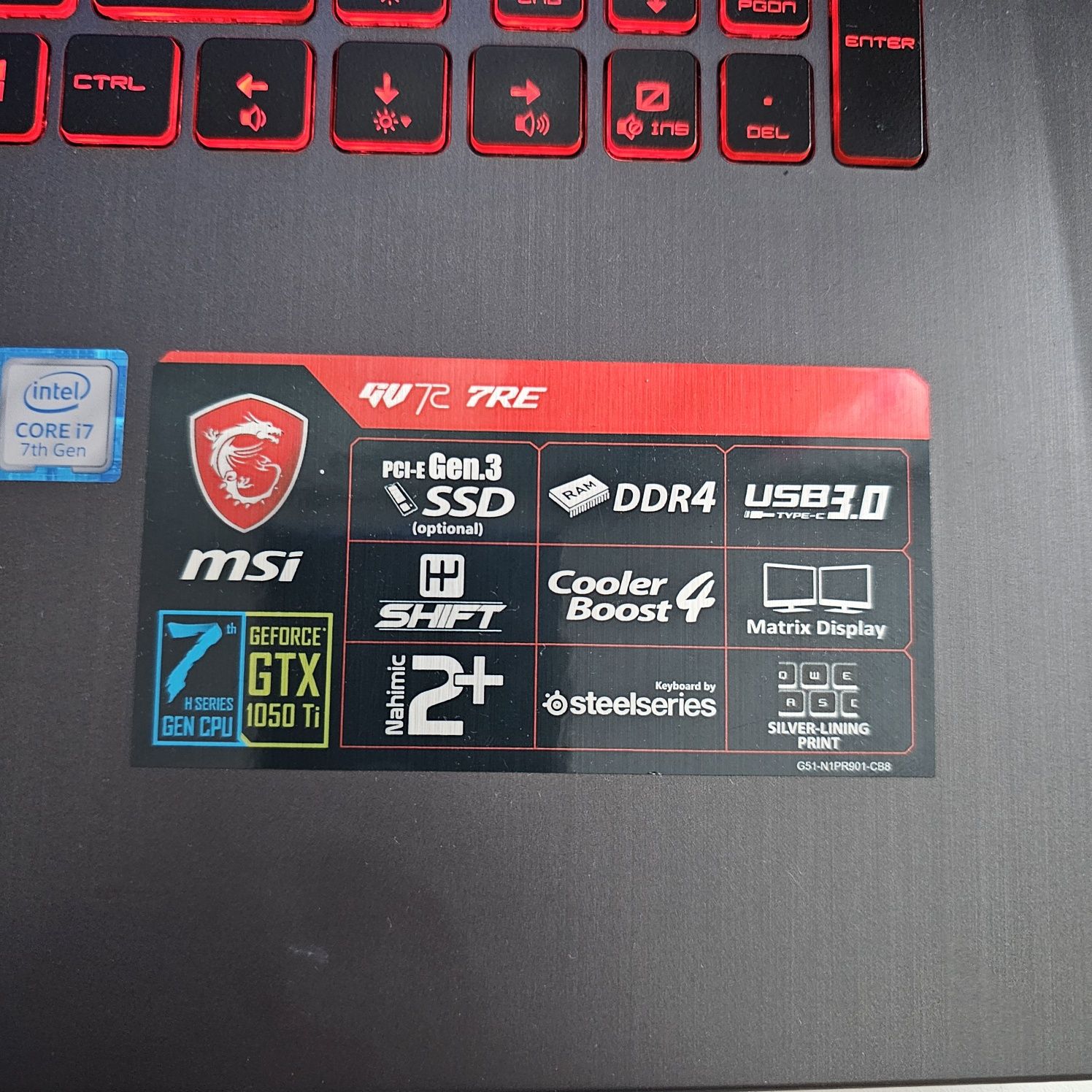 Laptop MSI GV72 7RE. 17.3 inch