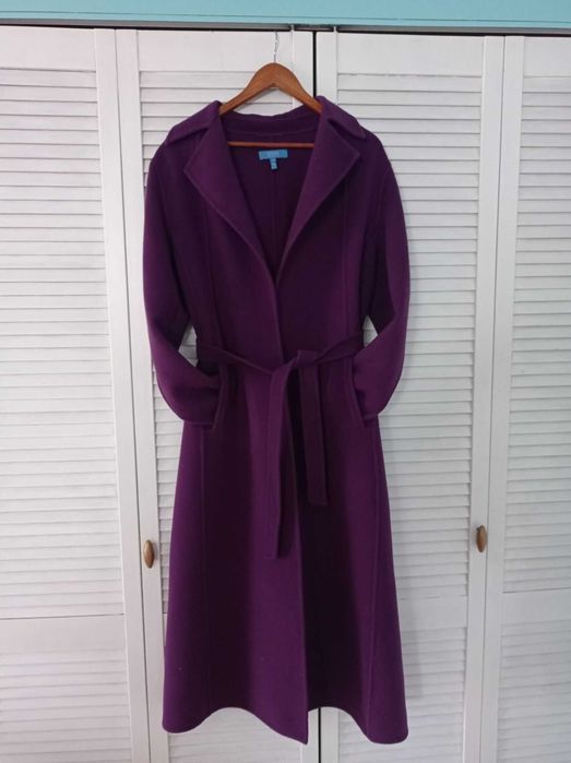 Max Mara Size M-XL Вълна/ ESCADA Size M 100% Вълна Дълго палто