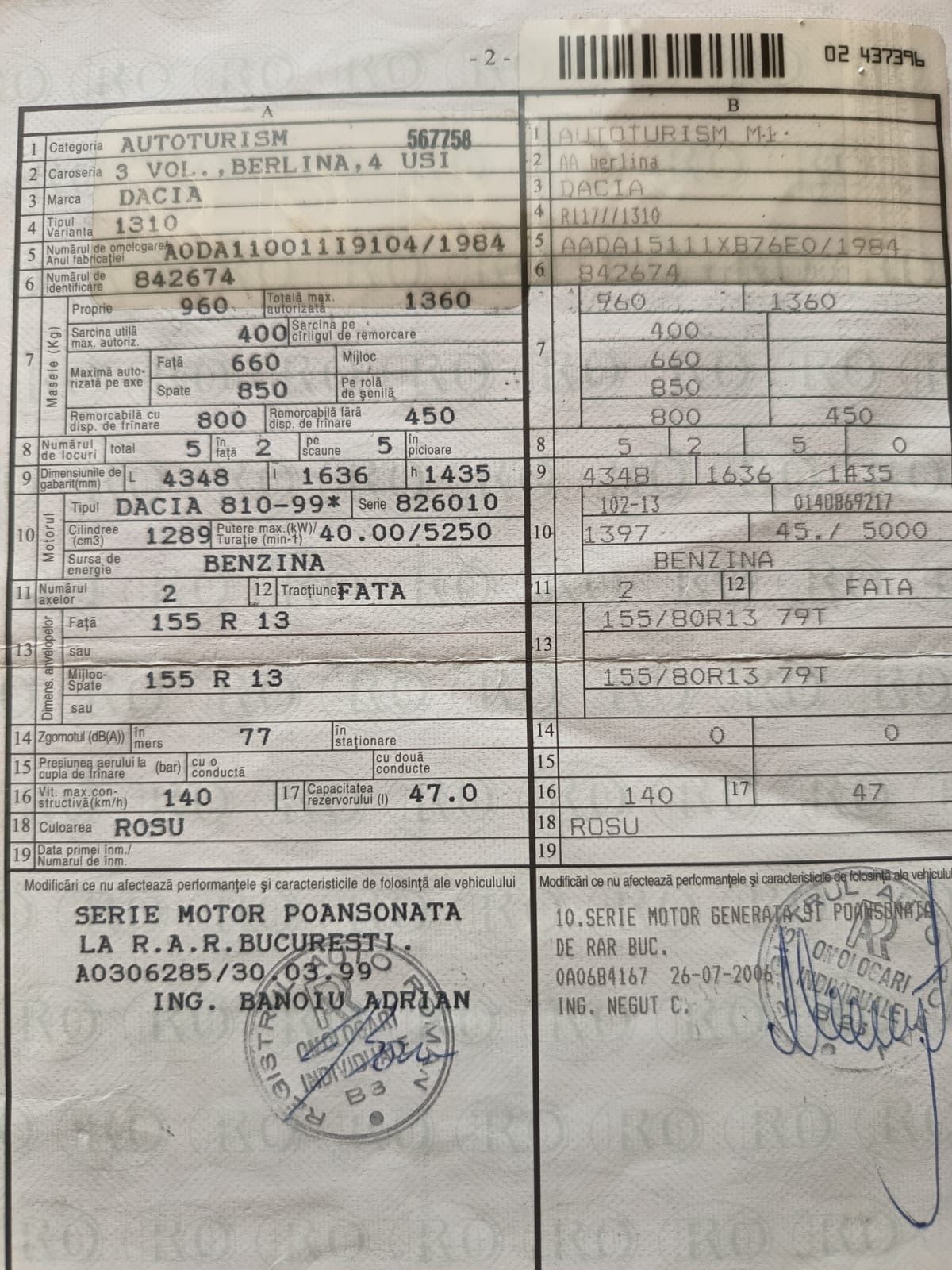 Vand Dacia 1310 pentru piese