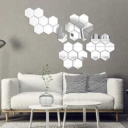 Set Oglinzi Design Hexagon - Oglinzi Decorative Acrilice SILVER 10 buc