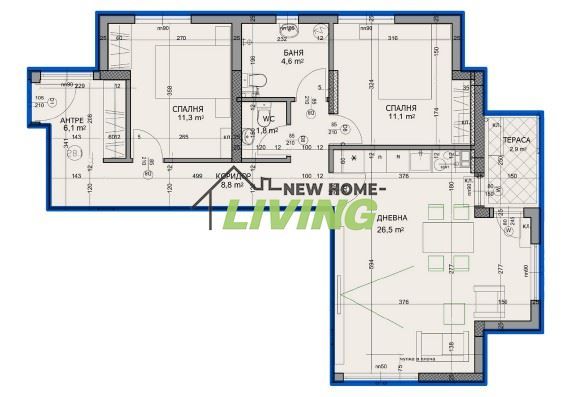 3-стаен в Пловдив-Смирненски площ 114 цена 205830
