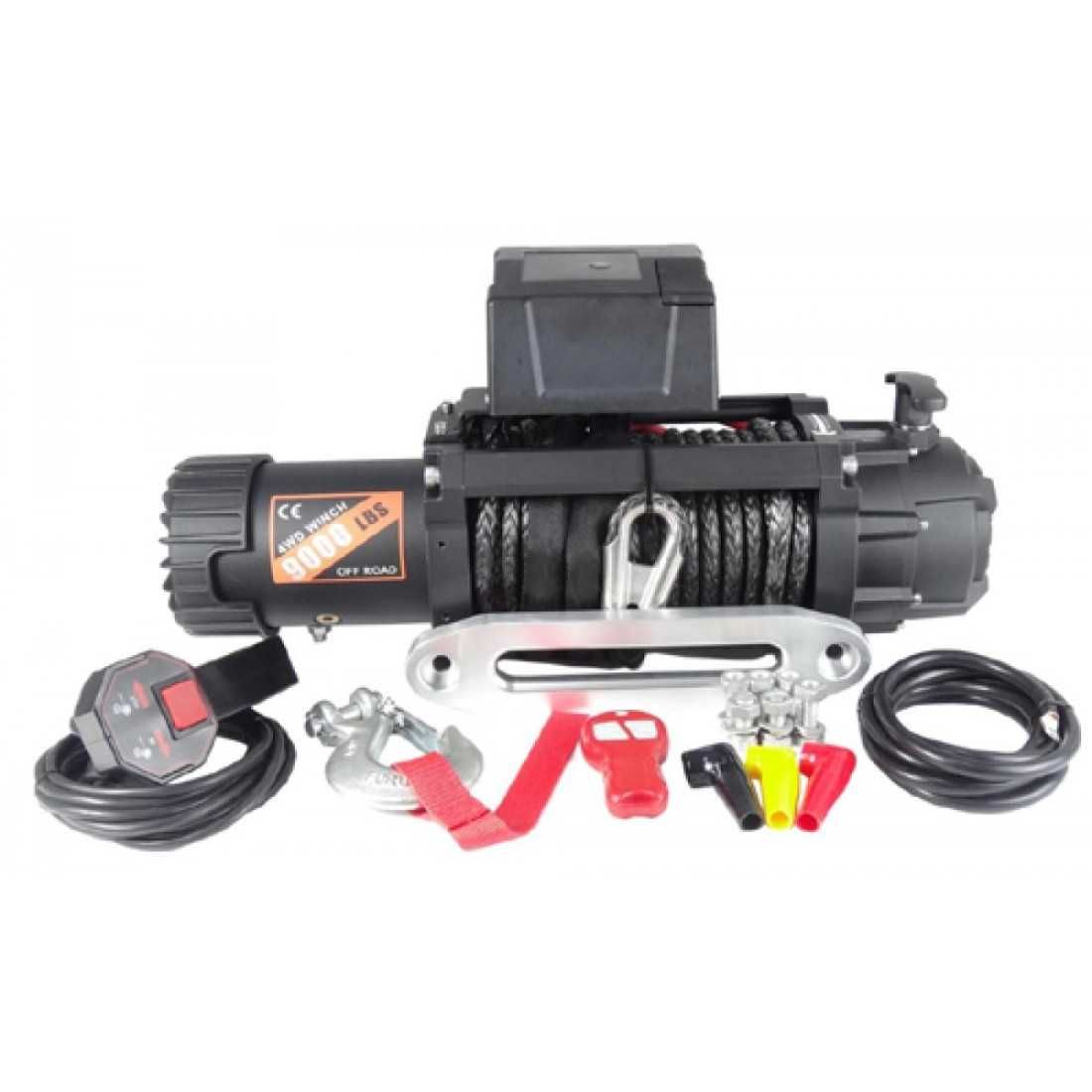 Troliu auto elctric Visoli 10000lbs/4,536kg cu cablu sintetic 12v