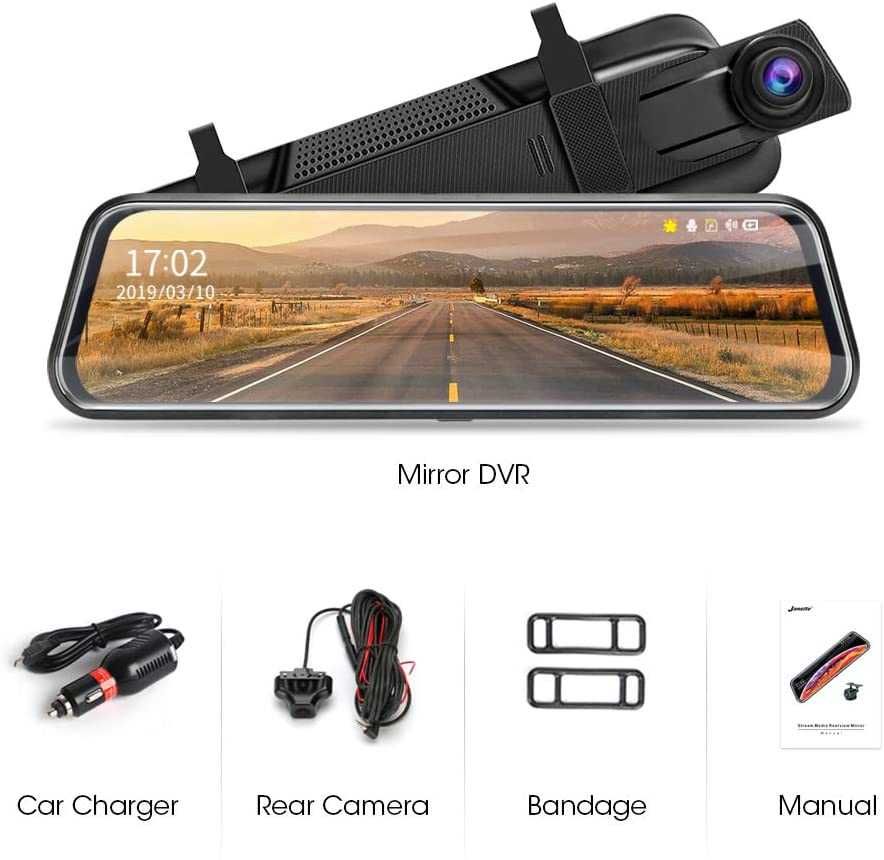 Огледало за автомобил с 2 камери видеорегистратор и камера за задно