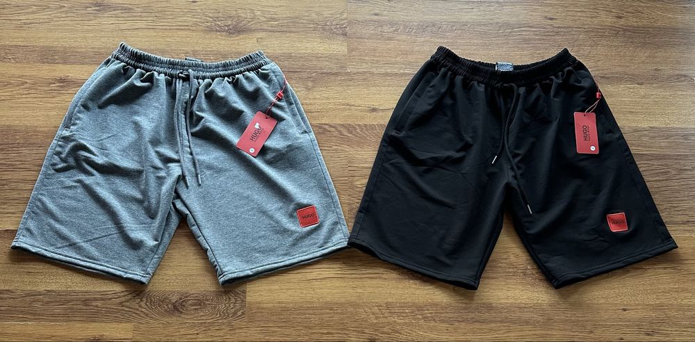 Мъжки,памучни,къси панталонки Hugo BOSS в сиво и черно,БАТАЛ