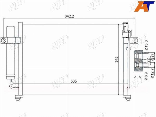 Радиатор кондиционера Hyundai Getz