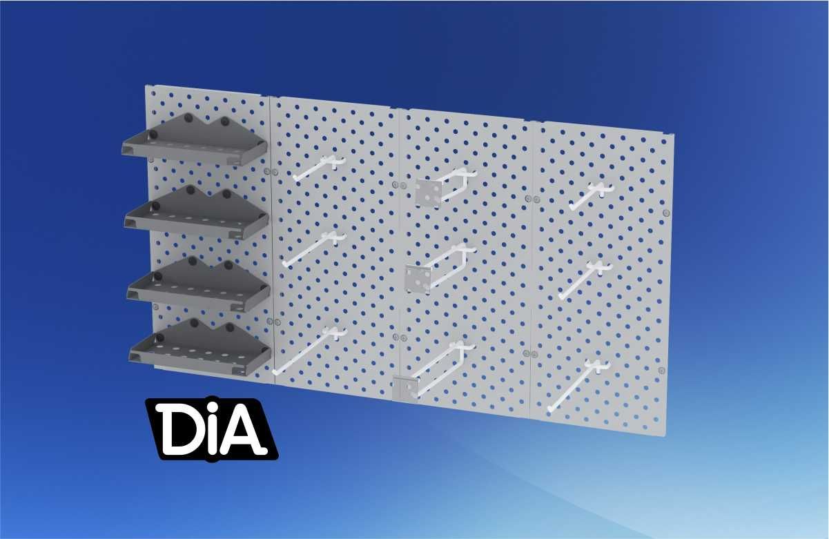 Teshilgan panel, перфопанель, do'konda ilgaklar uchun teshilgan panel