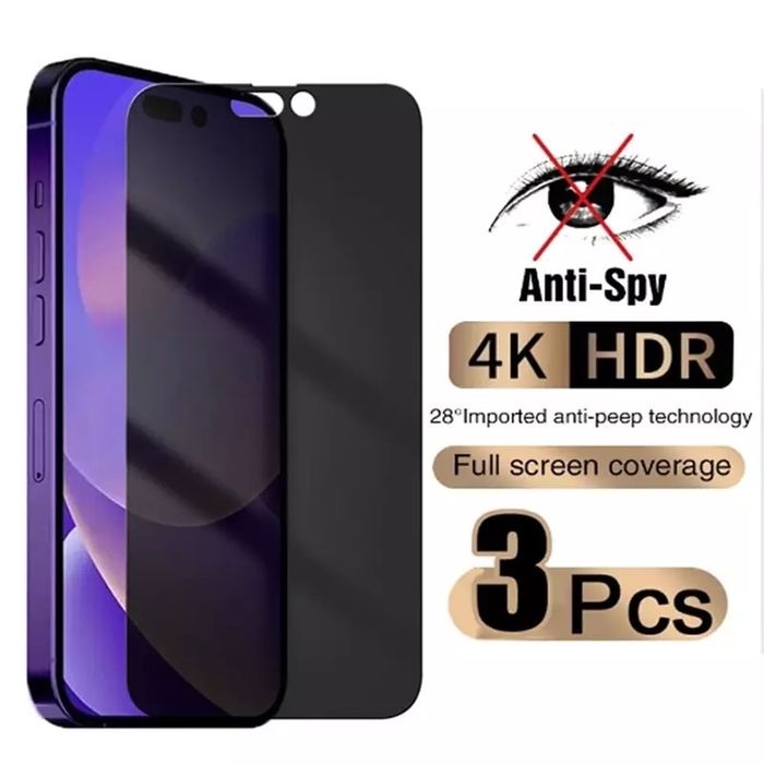 Folie Sticla 100D 0.3MM Anti Spy  Iphone 14/15/16/17/Pro/Max/Plus/Air