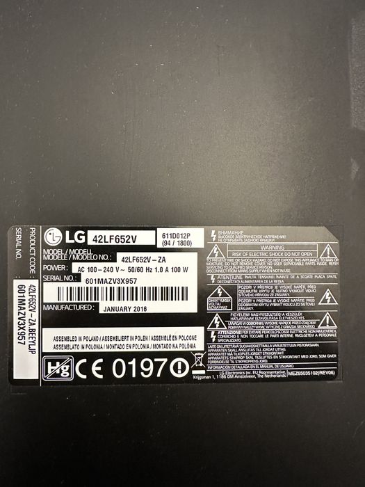 LG LG42LF652V Smart Телевизор за ЧАСТИ