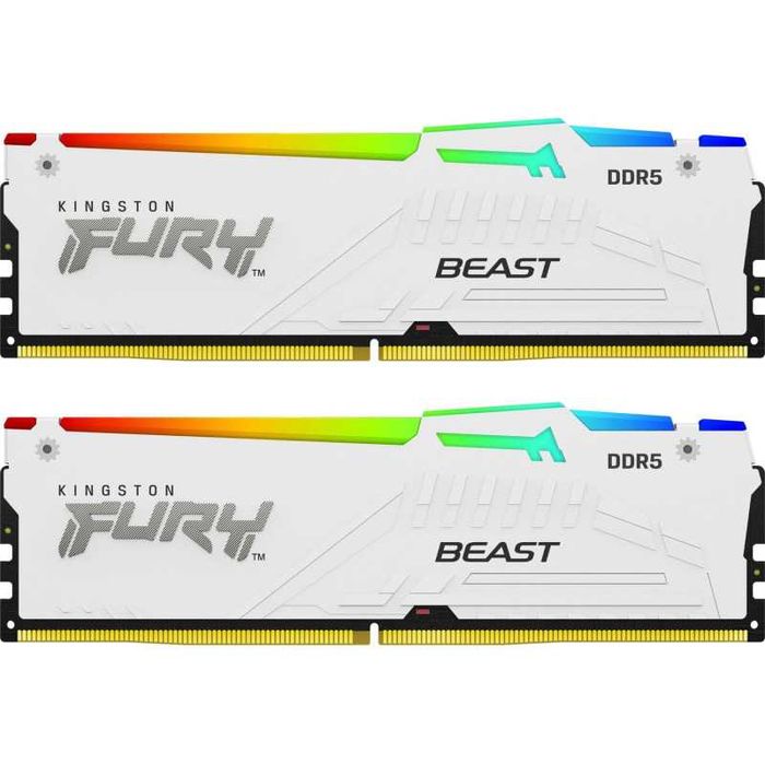 Memorie Kingston FURY Beast White RGB 64GB(2x32GB) DDR5 6000MHz CL36
