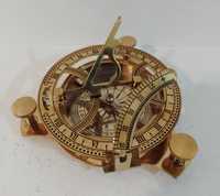 Busola cu compas si cadran solar nautic din alamă , dimensiuni mari pi
