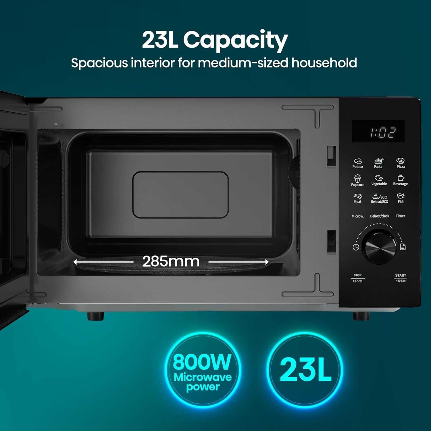 Hisense 23L микровълнова фурна 800W, размразяване, Smart Cook