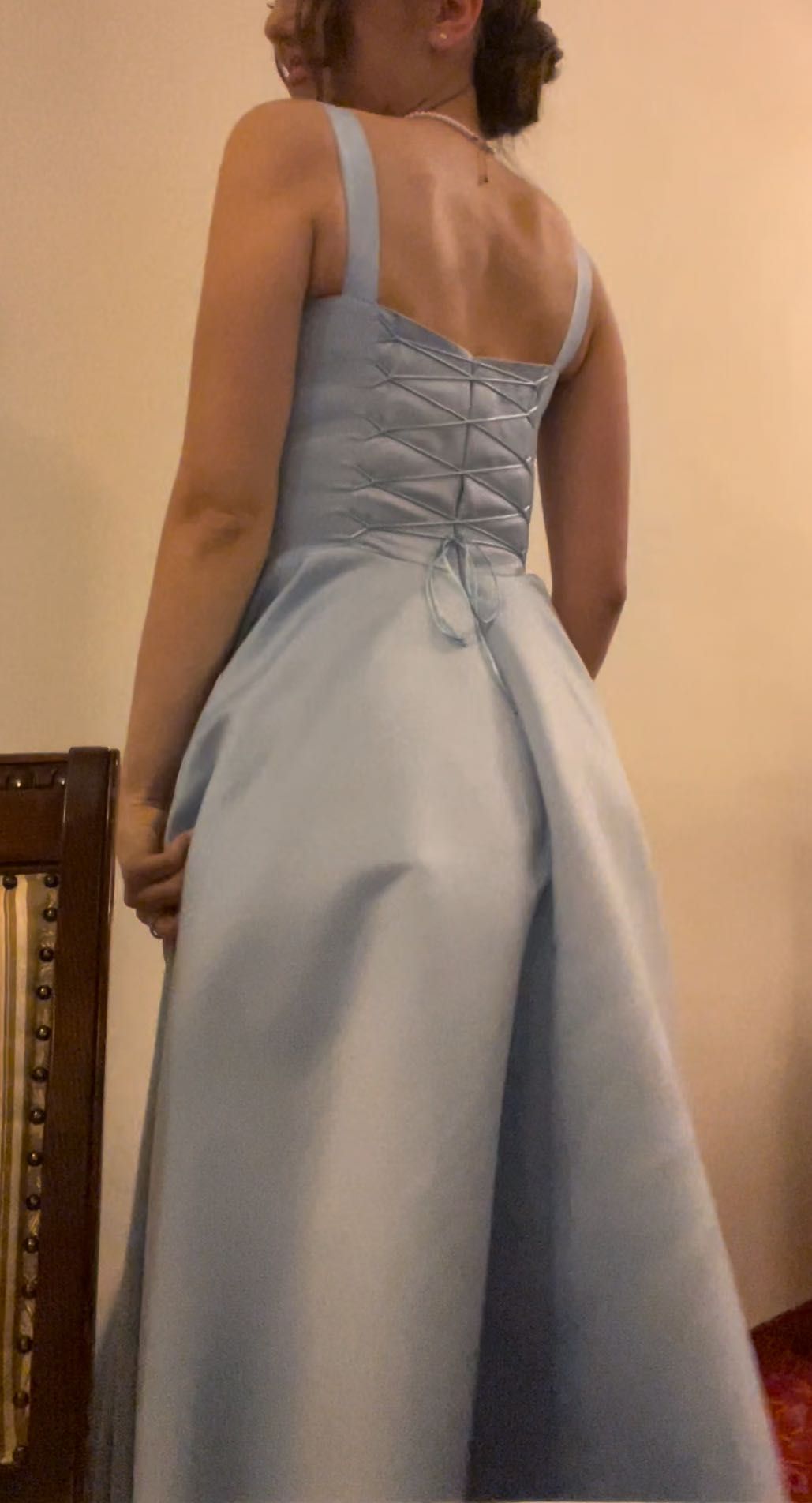 Rochie lunga albastra cu slit