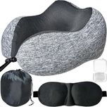 Set de calatorie 4-in-1 cu perna 3D masca de somn dopuri urechi si sac