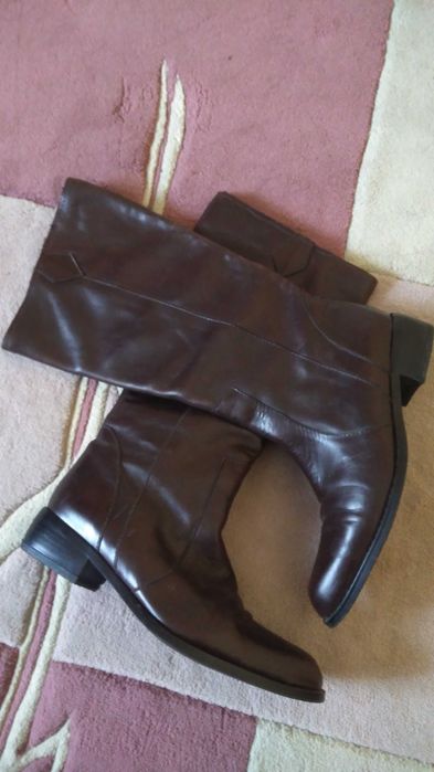 Cizme piele naturala maron, 37, aprox. 23,5 cm, Rochita neagra, 40