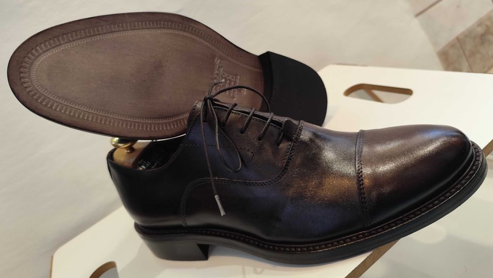 Pantofi oxford 39 39.5 cap toe Old Signature NOI piele naturala maro