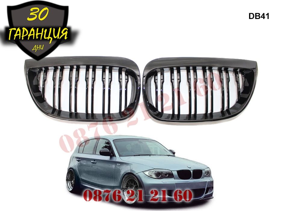 Двойни M Бъбреци Решетки BMW 1 E87 2004-07 БМВ Е87 Черен Гланц Спо