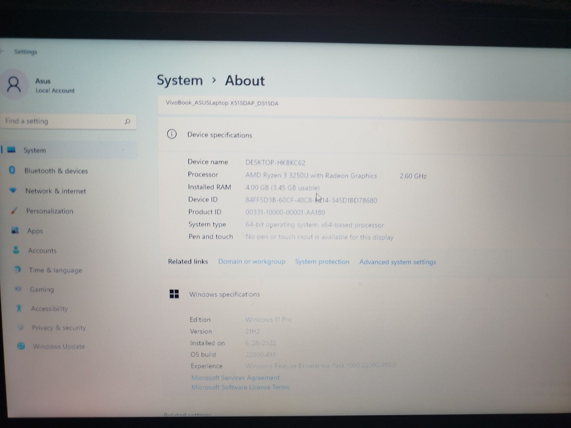 Noutbok asus ryzn 3