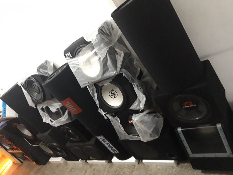 Subwoofer auto bass putere rms 2x12 dublu doua difuzoare car audio kit