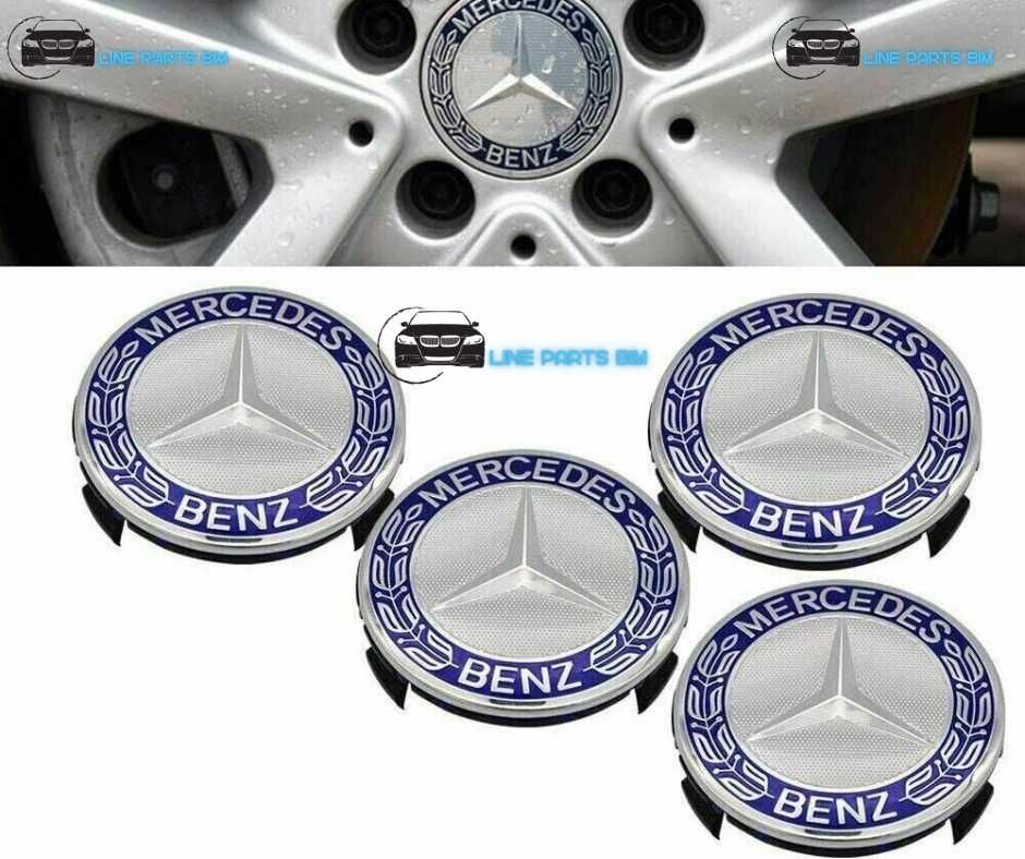 Capace Roti Sigle Embleme Jante Mercedes 75mm Albastru / Negru / Star