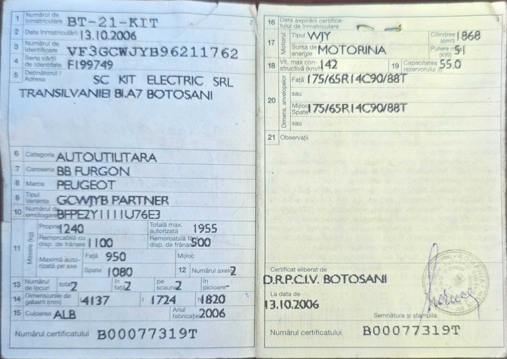 Vând dubiță Peugeot Partner diesel