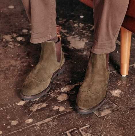 Ghete chelsea 39 brogue Lav Artigianale piele naturala suede moale