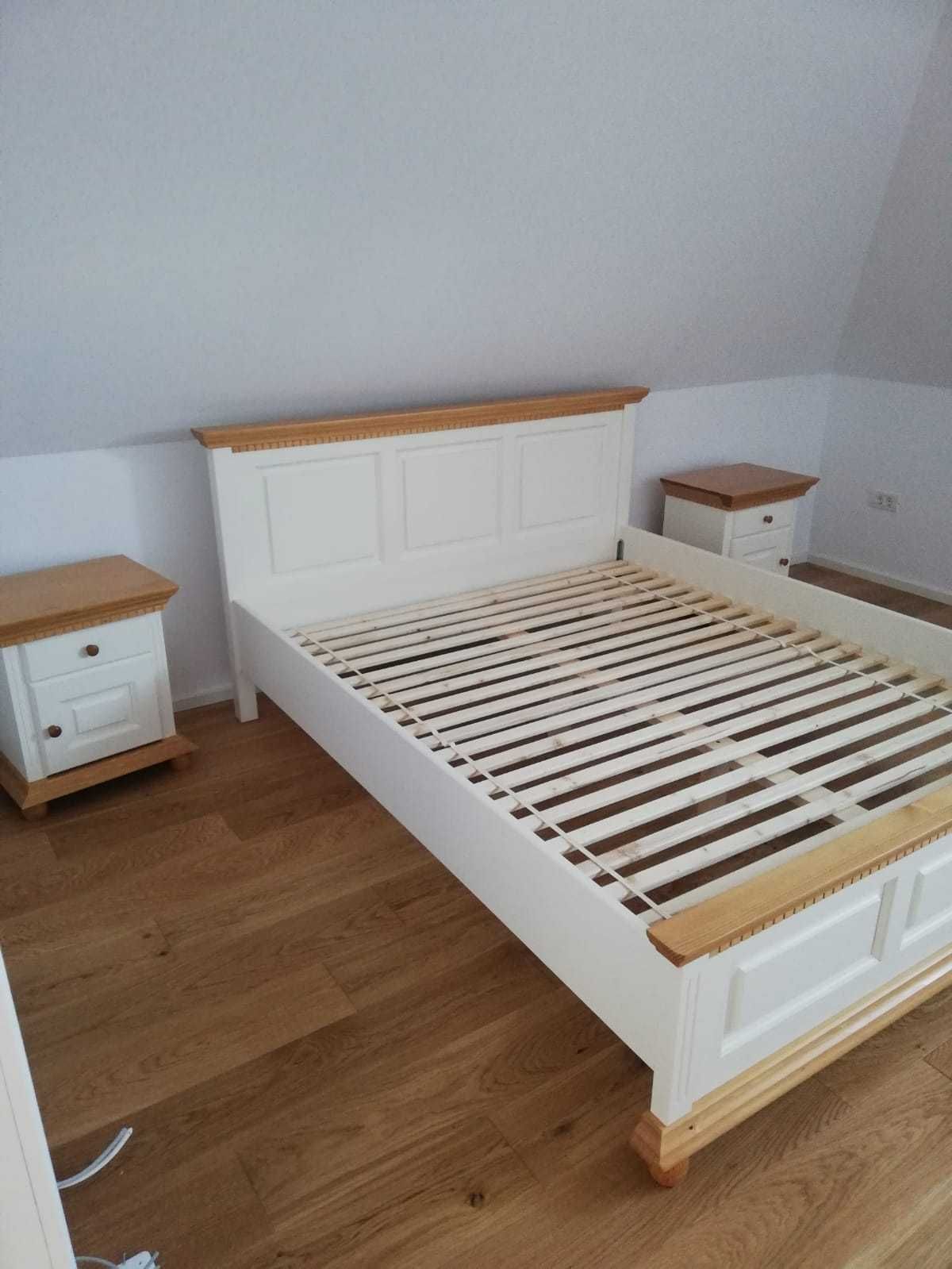 Pat dormitor lemn masiv Bucovina, 140x200 cm, alb