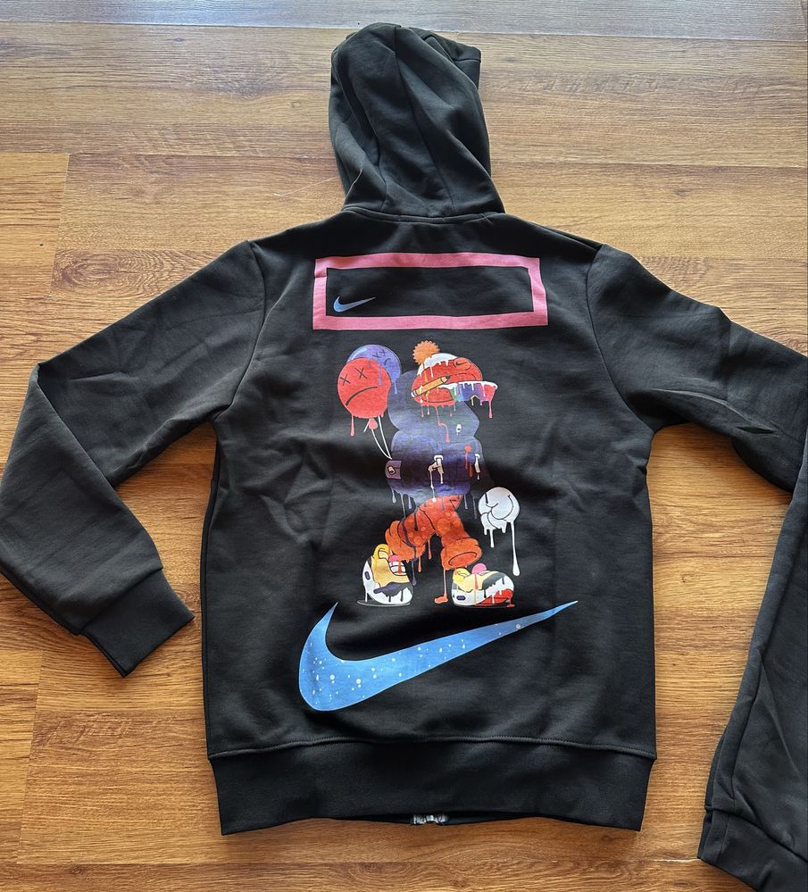 Мъжки,памучен,черен екип Nike OFF White с голяма щампа на гърба