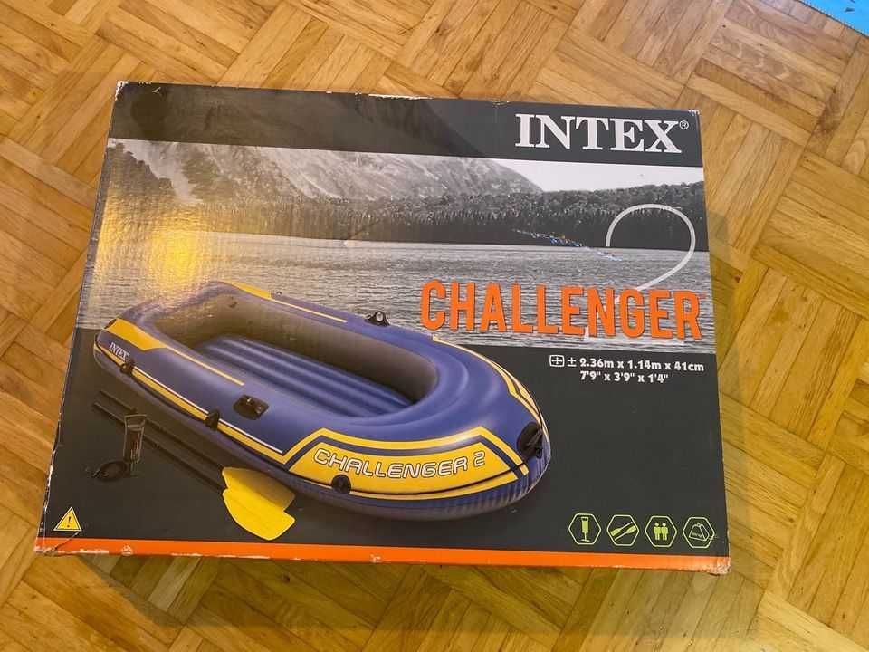 лодкa надуваемa INTEX Challenger 2 к-т с помпа и гребла риболов