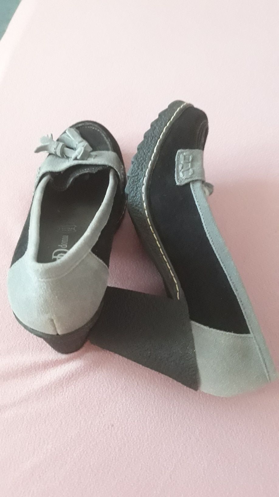 Pantofi piele intoarsă de dama nr.35 ,interior 22, 5 ,toc 8 cm