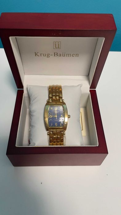 Krug Baumen Men’s 1964DMG Tuxedo Gold Watch Japan Movement 4x Diamonds