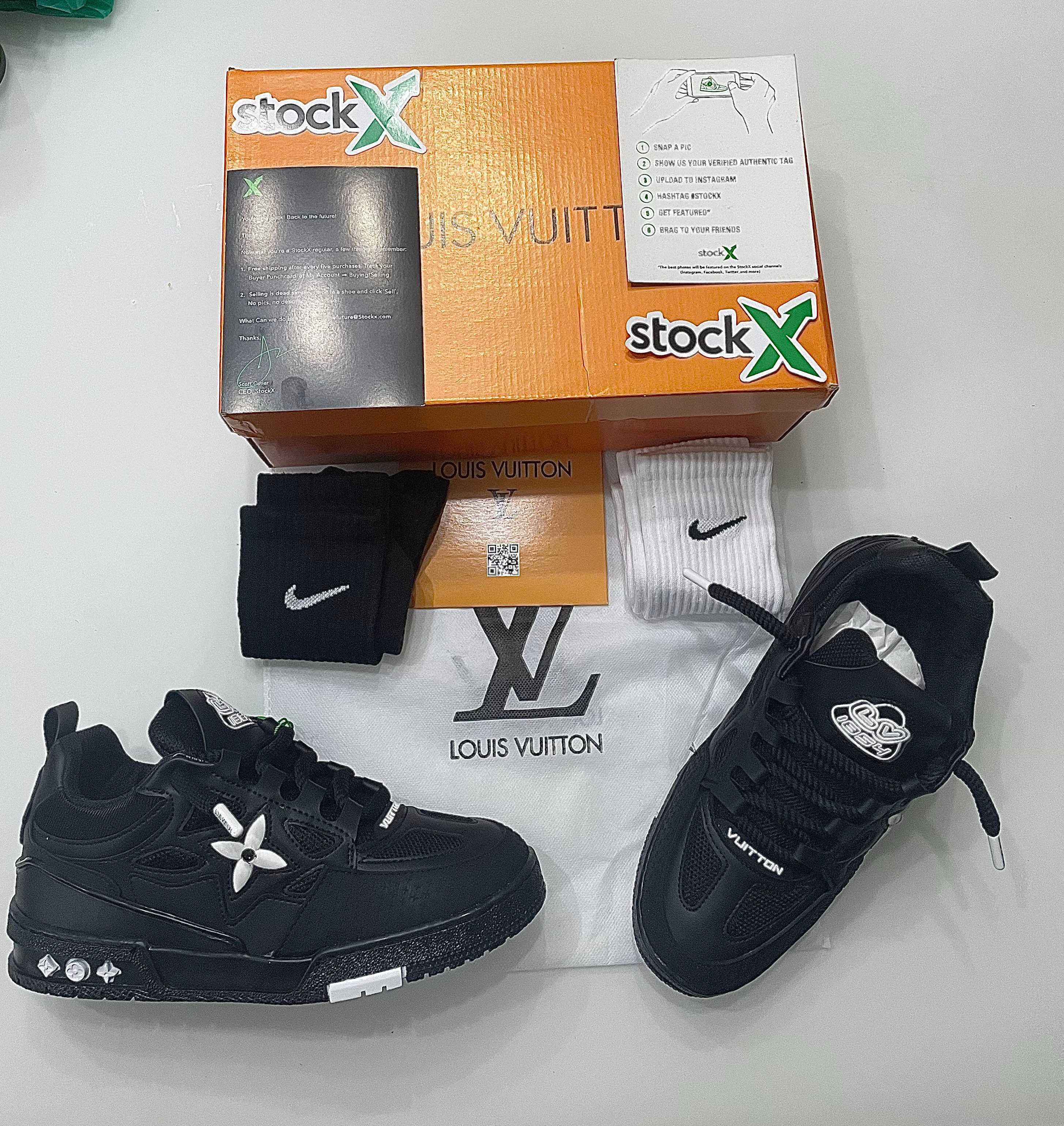 40,41,42,43,44 Louis Vuitton Skate Black with white logo (Lux&Class)
