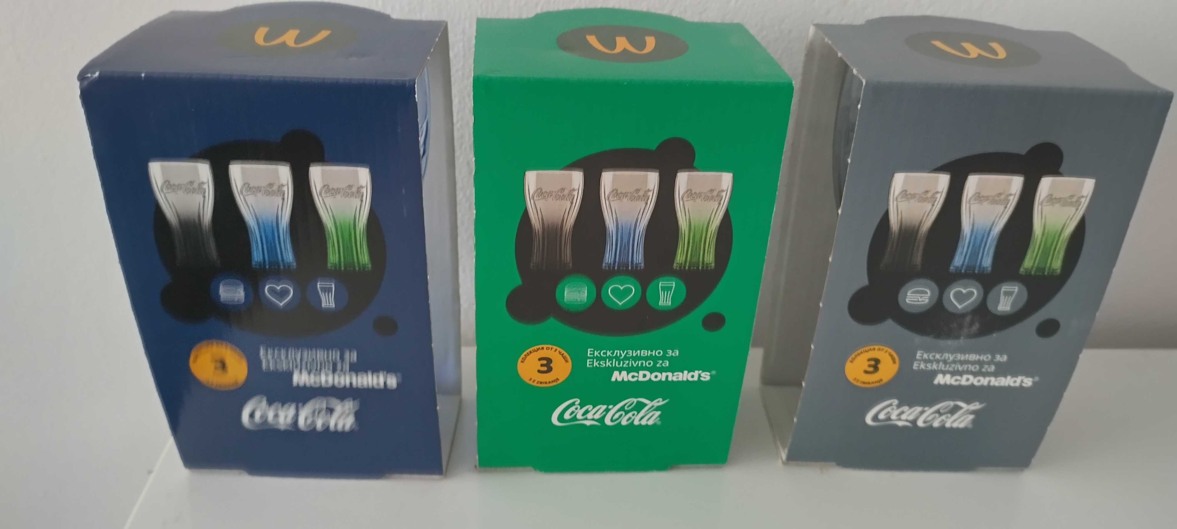 Продавам 2 комплекта по 3 броя чаши Coca-Cola