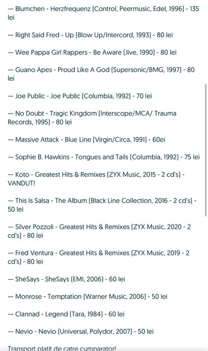 Cd-uri eurodance/italo-disco/pop