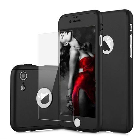 Husa GloMax FullBody Negru pentru Apple iPhone 7 cu folie de sticla