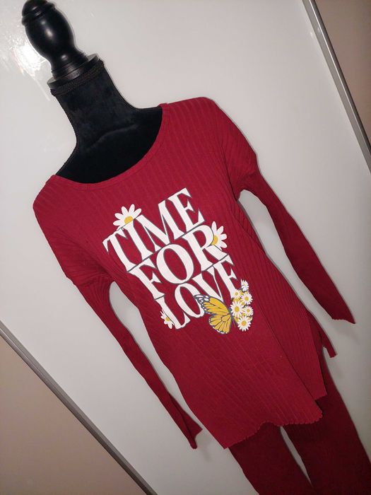 Trening set compleu imprimeu floral rosu