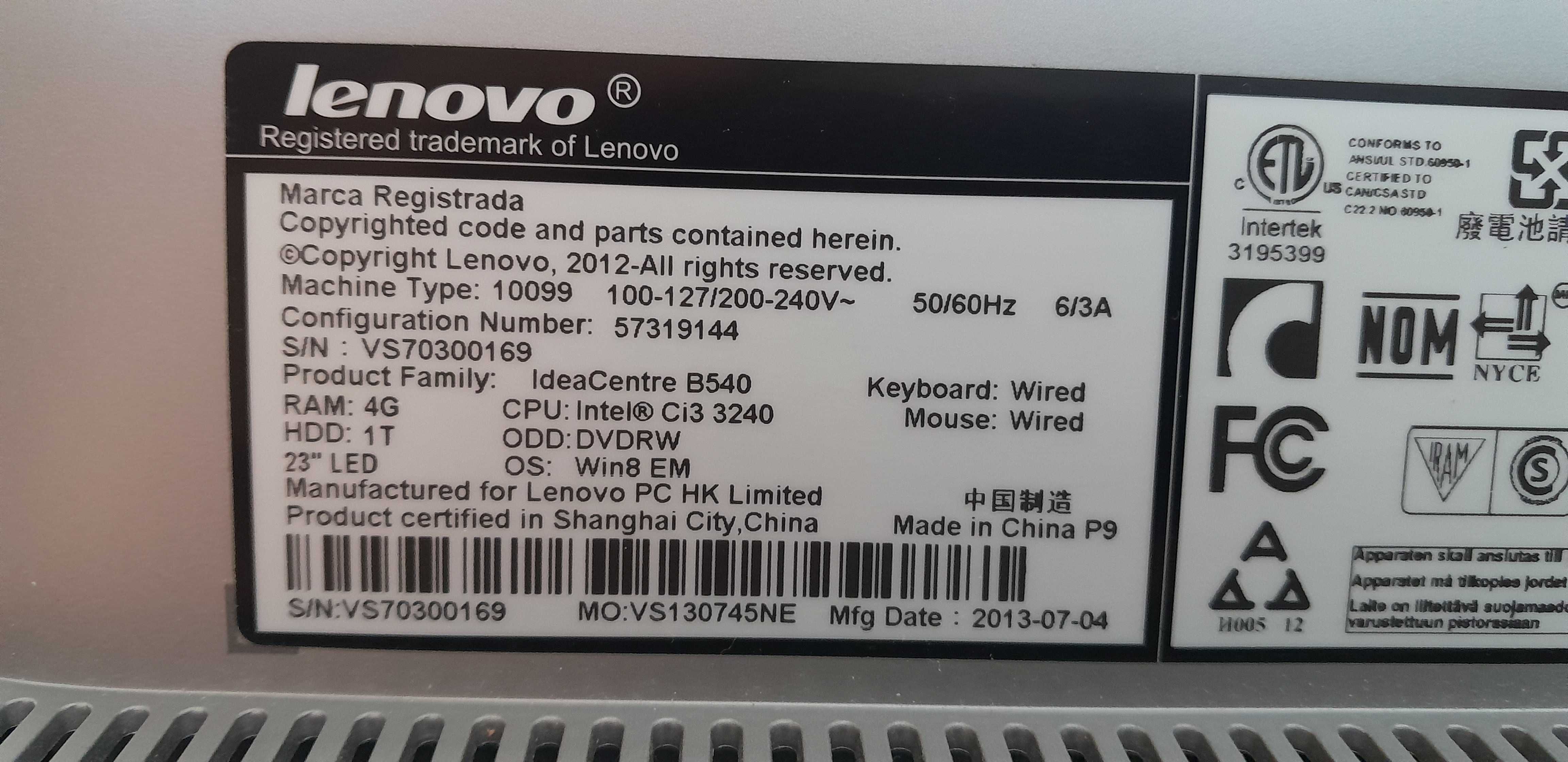 Настолен компютър всичко в едно
Lenovo IdeaCentre B540