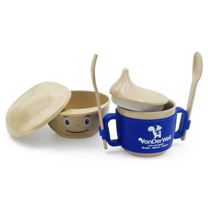 Set vesela hranire bebelusi si copii BIO din coaja de orez